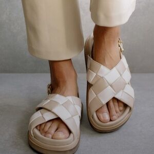 Alohas Marshmallow Scacchi Stone Sandals Beige-Ivory Size 38